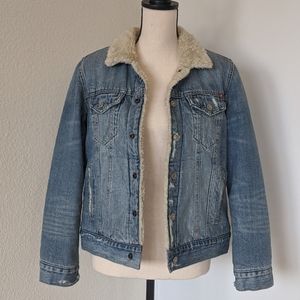 Lucky Brand Denim Sherpa Trucker Jacket Medium.